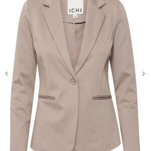 ICHI ~ Tan Blazer ~ Notched Lapels ~ Stretch ~ Long Sleeve ~ One Button ~ Size M